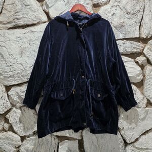 AMI Vintage Navy Blue Corduroy Jacket Womens M Full Zip Cotton Fall Sun Buttons